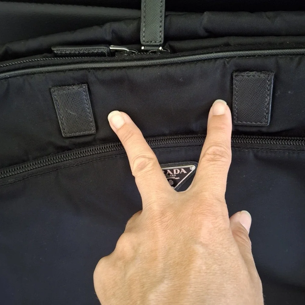 Vintage Prada Black Nylon Unisex Laptop Messenger Briefcase Bag *Read*